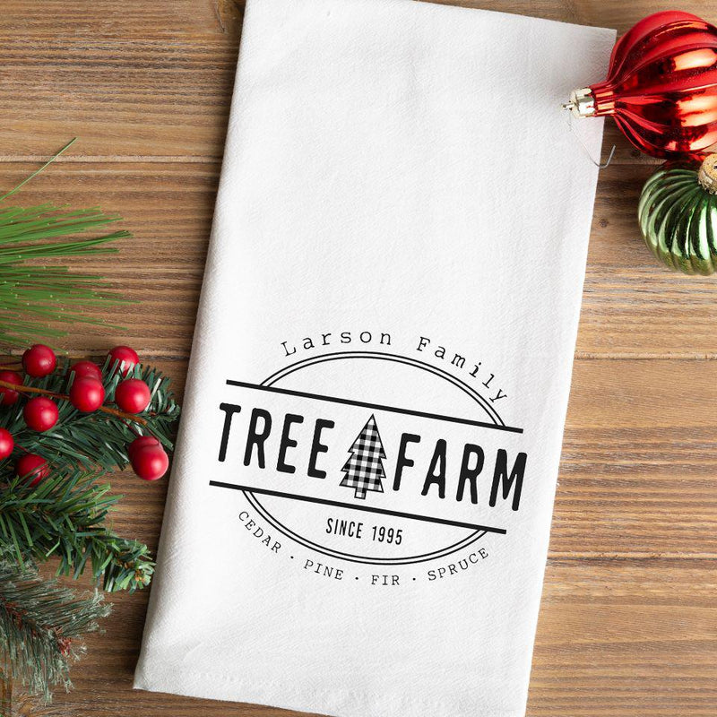 Personalized Tree Farm Christmas Tea Towels -