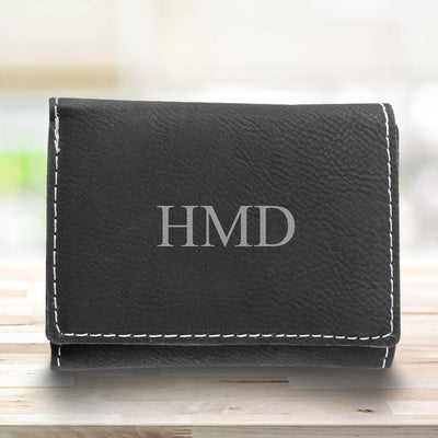 Men’s Vegan Leather Trifold Personalized Wallet - Black -  - JDS