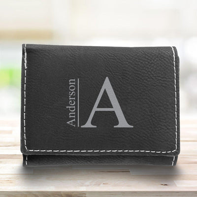 Men’s Vegan Leather Trifold Personalized Wallet - Black -  - JDS
