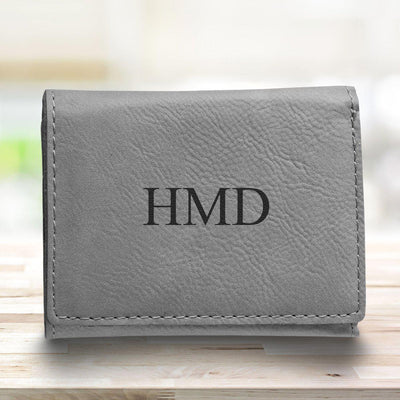 Men’s Vegan Leather Trifold Personalized Wallet - Gray -  - JDS