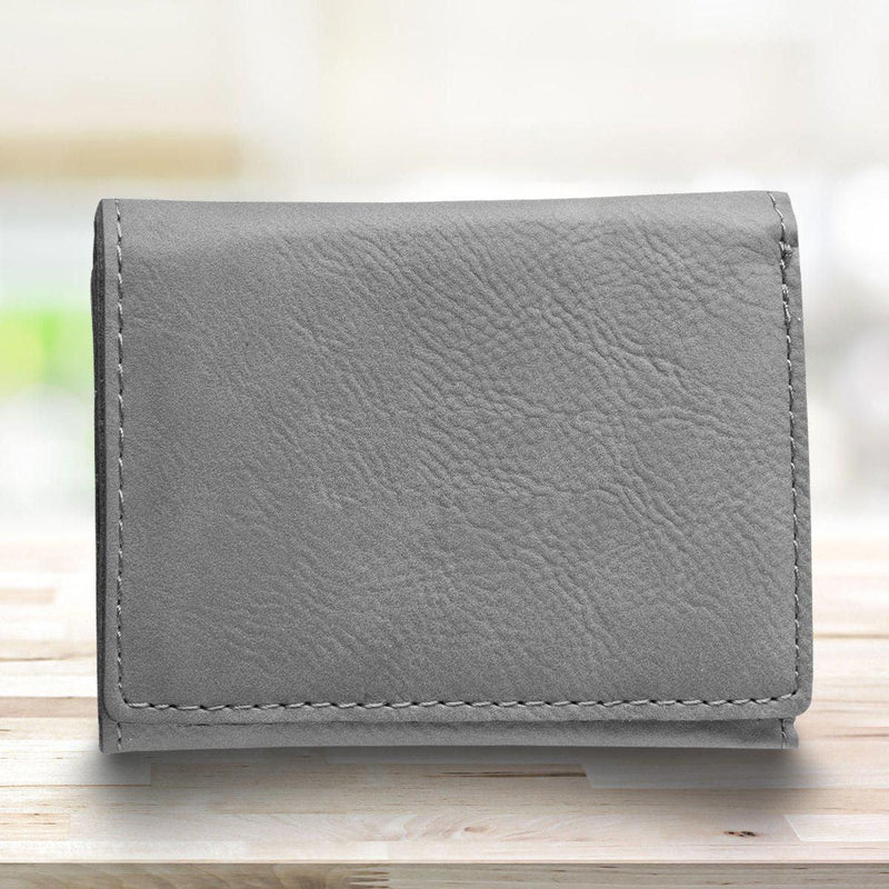 Men’s Vegan Leather Trifold Personalized Wallet - Gray -  - JDS