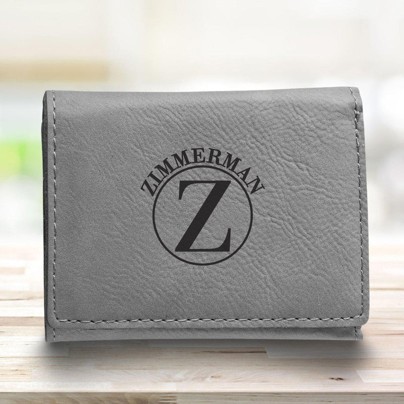 Men’s Vegan Leather Trifold Personalized Wallet - Gray -  - JDS