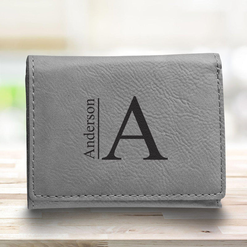 Men’s Vegan Leather Trifold Personalized Wallet - Gray -  - JDS