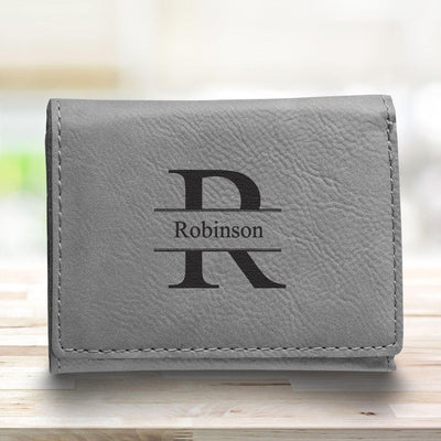 Men’s Vegan Leather Trifold Personalized Wallet - Gray -  - JDS