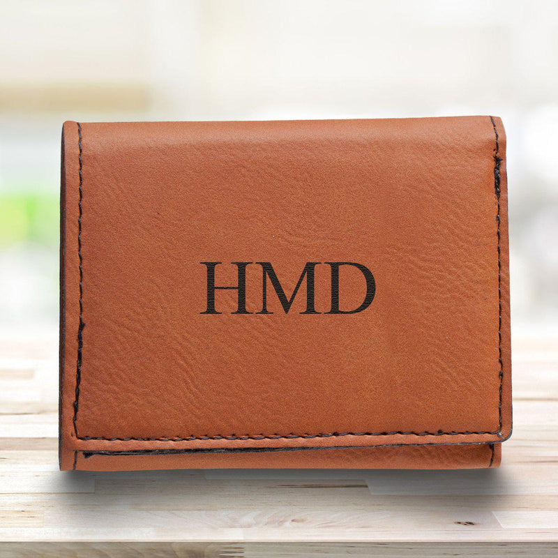 Men’s Vegan Leather Trifold Personalized Wallet - Rawhide -  - JDS