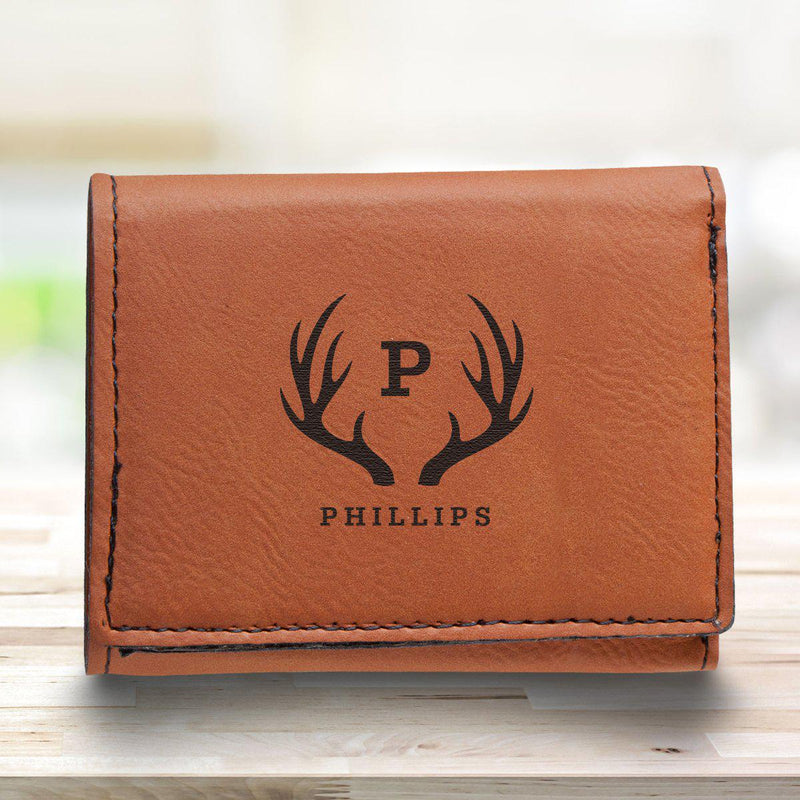 Men’s Vegan Leather Trifold Personalized Wallet - Rawhide -  - JDS