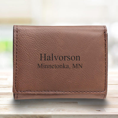 Men’s Vegan Leather Trifold Personalized Wallet - Rustic -  - JDS