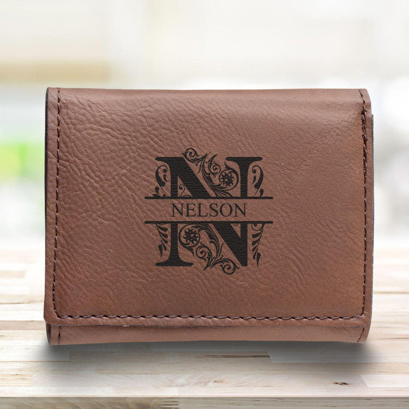 Men’s Vegan Leather Trifold Personalized Wallet - Rustic -  - JDS