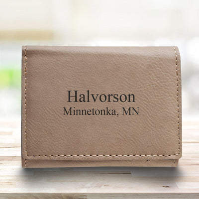 Men’s Vegan Leather Trifold Personalized Wallet - Tan -  - JDS