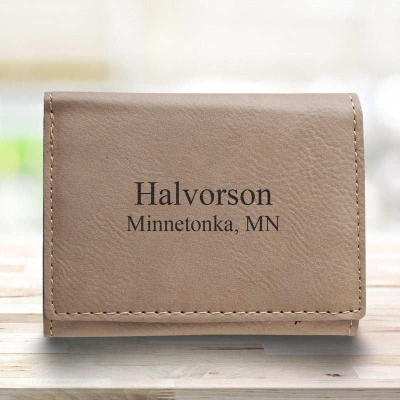 Men’s Vegan Leather Trifold Personalized Wallet - Tan -  - JDS
