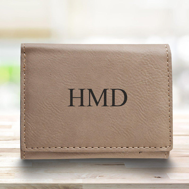 Men’s Vegan Leather Trifold Personalized Wallet - Tan -  - JDS