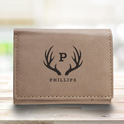 Men’s Vegan Leather Trifold Personalized Wallet - Tan -  - JDS