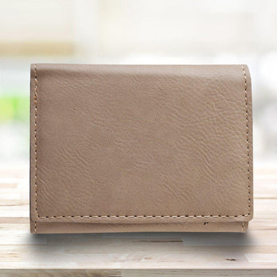 Men’s Vegan Leather Trifold Personalized Wallet - Tan -  - JDS