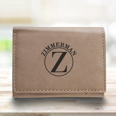 Men’s Vegan Leather Trifold Personalized Wallet - Tan -  - JDS