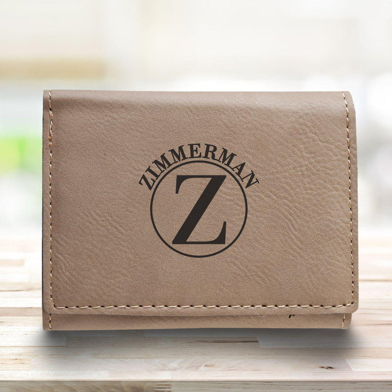 Men’s Vegan Leather Trifold Personalized Wallet - Tan -  - JDS