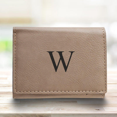 Men’s Vegan Leather Trifold Personalized Wallet - Tan -  - JDS