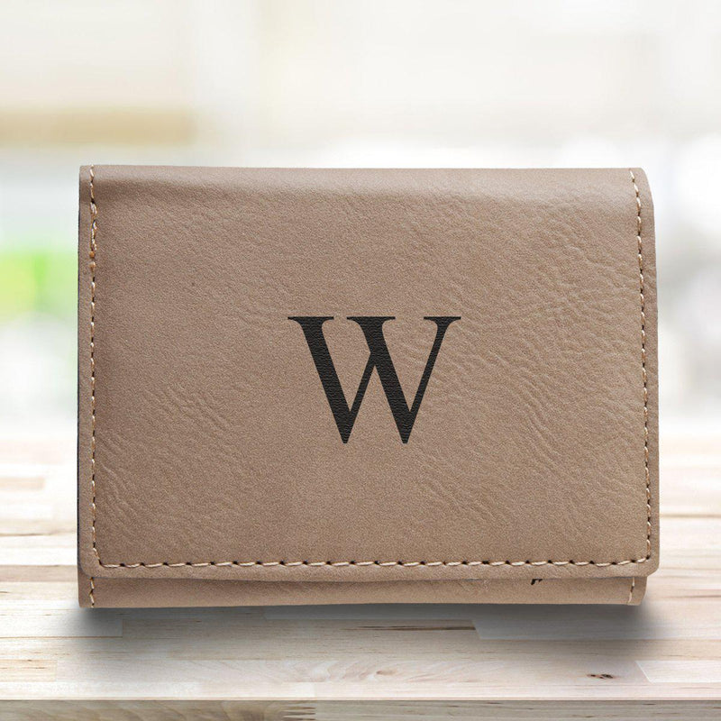 Men’s Vegan Leather Trifold Personalized Wallet - Tan -  - JDS