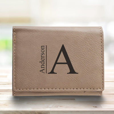 Men’s Vegan Leather Trifold Personalized Wallet - Tan -  - JDS