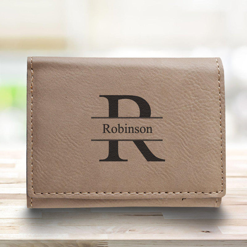 Men’s Vegan Leather Trifold Personalized Wallet - Tan -  - JDS