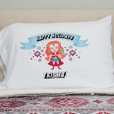 Personalized Christmas Girls Superhero Pillowcases -  - Qualtry