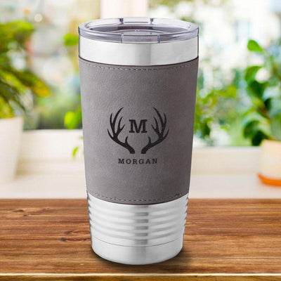  Personalized Travel Tumbler Coffee Mug - Engraved Custom  Monogrammed - 16 oz (Silver): Home & Kitchen