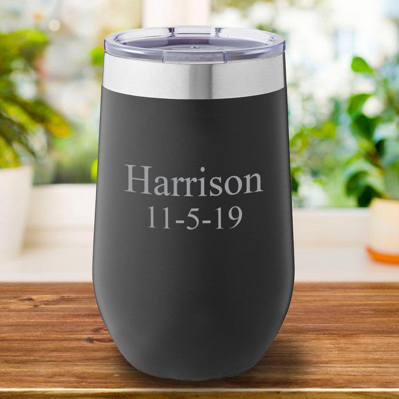 Personalized Black Travel Mug 16oz. - 2Lines - JDS