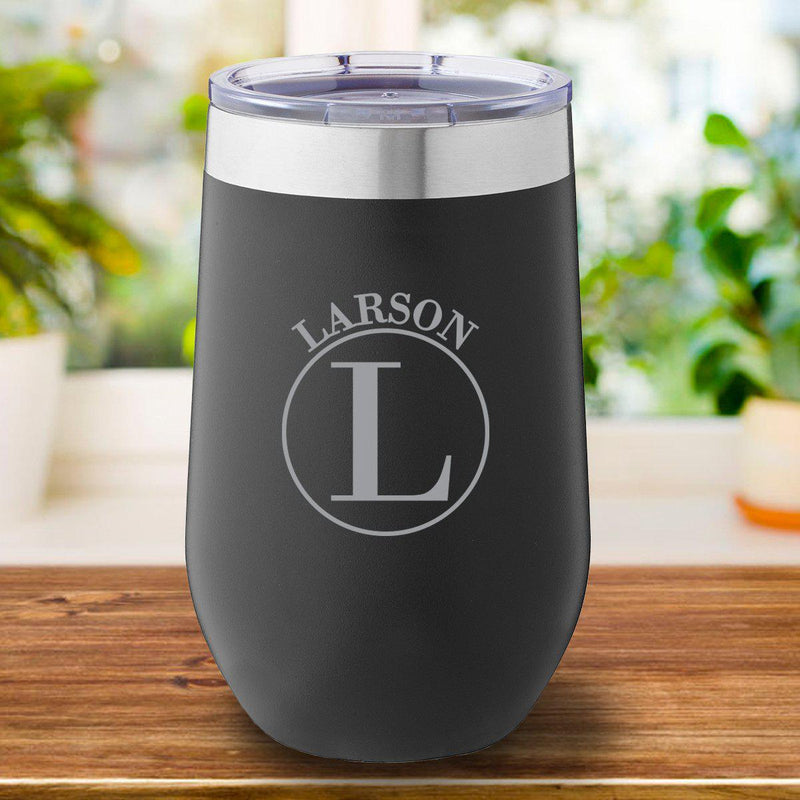 Personalized Black Travel Mug 16oz. - Circle - JDS
