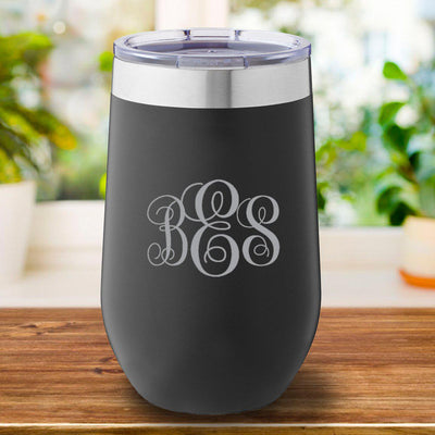  Personalized Travel Tumbler Coffee Mug - Engraved Custom  Monogrammed - 16 oz (Silver): Home & Kitchen