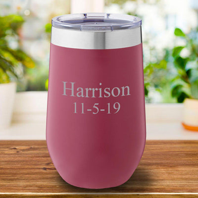 Personalized Burgundy Travel Tumbler 16oz. - 2Lines - JDS