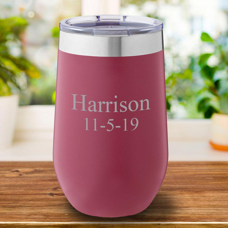 Personalized Burgundy Travel Tumbler 16oz. - 2Lines - JDS