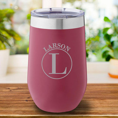 Personalized Burgundy Travel Tumbler 16oz. - Circle - JDS