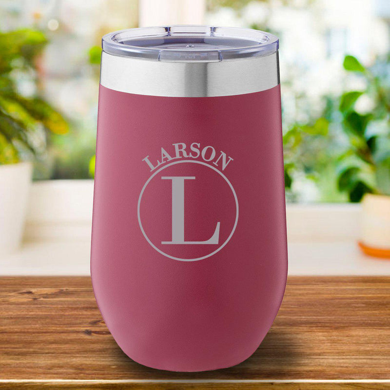 Personalized Burgundy Travel Tumbler 16oz. - Circle - JDS
