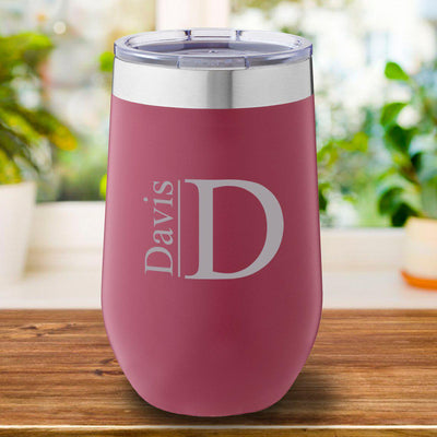Personalized Burgundy Travel Tumbler 16oz. - Modern - JDS