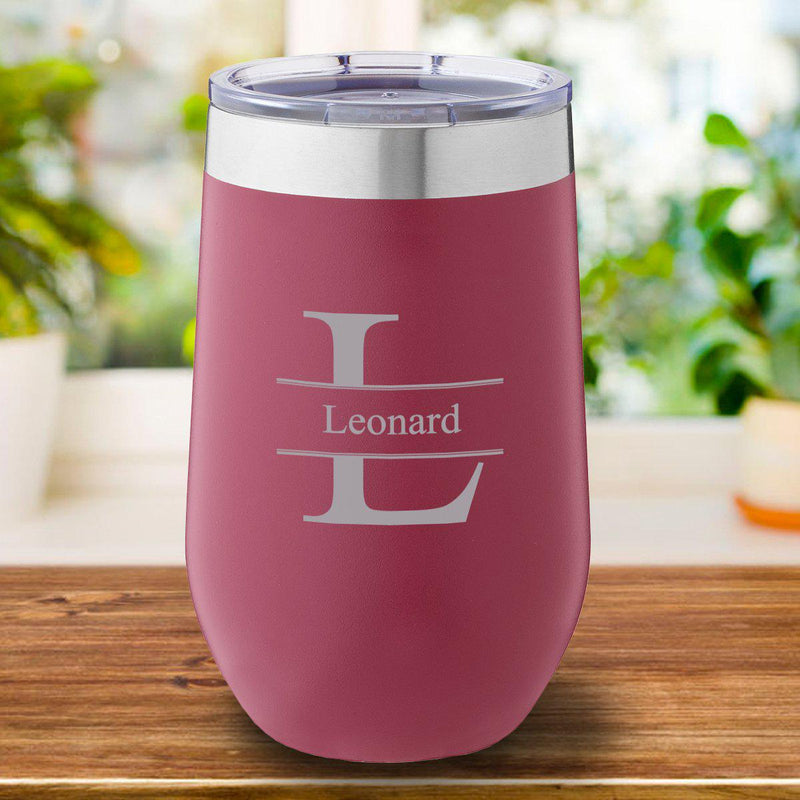Personalized Burgundy Travel Tumbler 16oz. - Stamped - JDS
