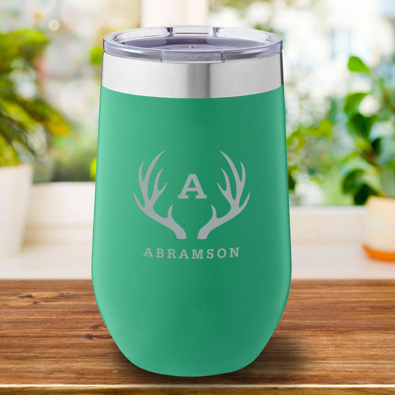 Personalized Green Travel Tumbler 16oz. - Antlers - JDS
