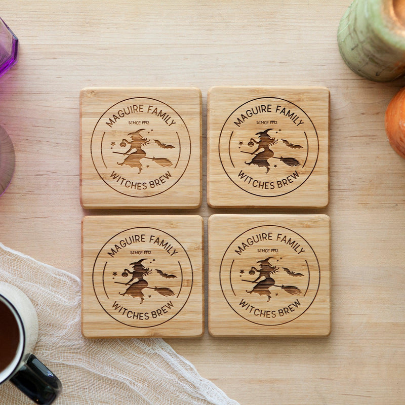 Personalized Halloween Bamboo Coasters - Set of 4 -  - Qualtry