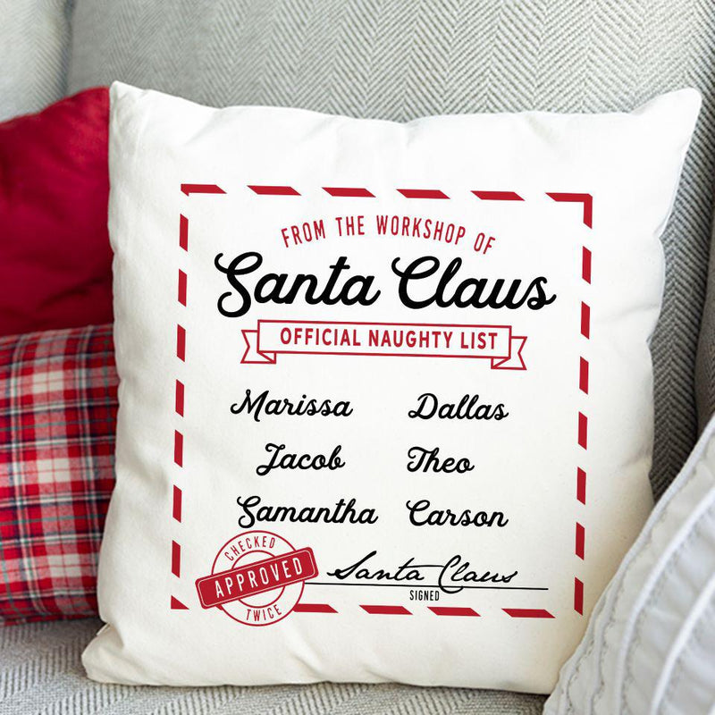 Santa’s Nice or Naughty List Personalized Throw Pillow Covers -  - Wingpress Designs