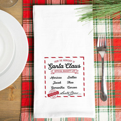 Santa’s Nice or Naughty List Personalized Tea Towels -  - Wingpress Designs