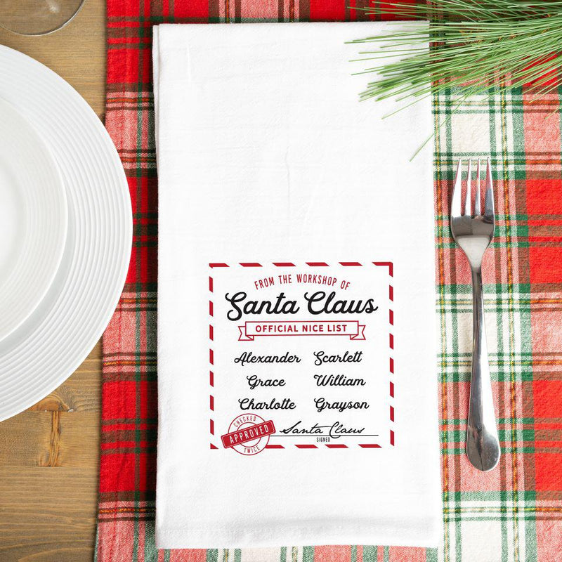 Santa’s Nice or Naughty List Personalized Tea Towels -  - Qualtry