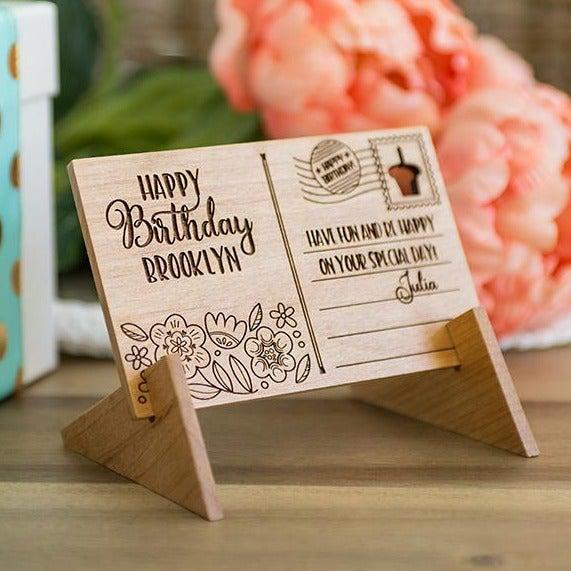 Personalized Wood Birthday Postcards -  - Qualtry